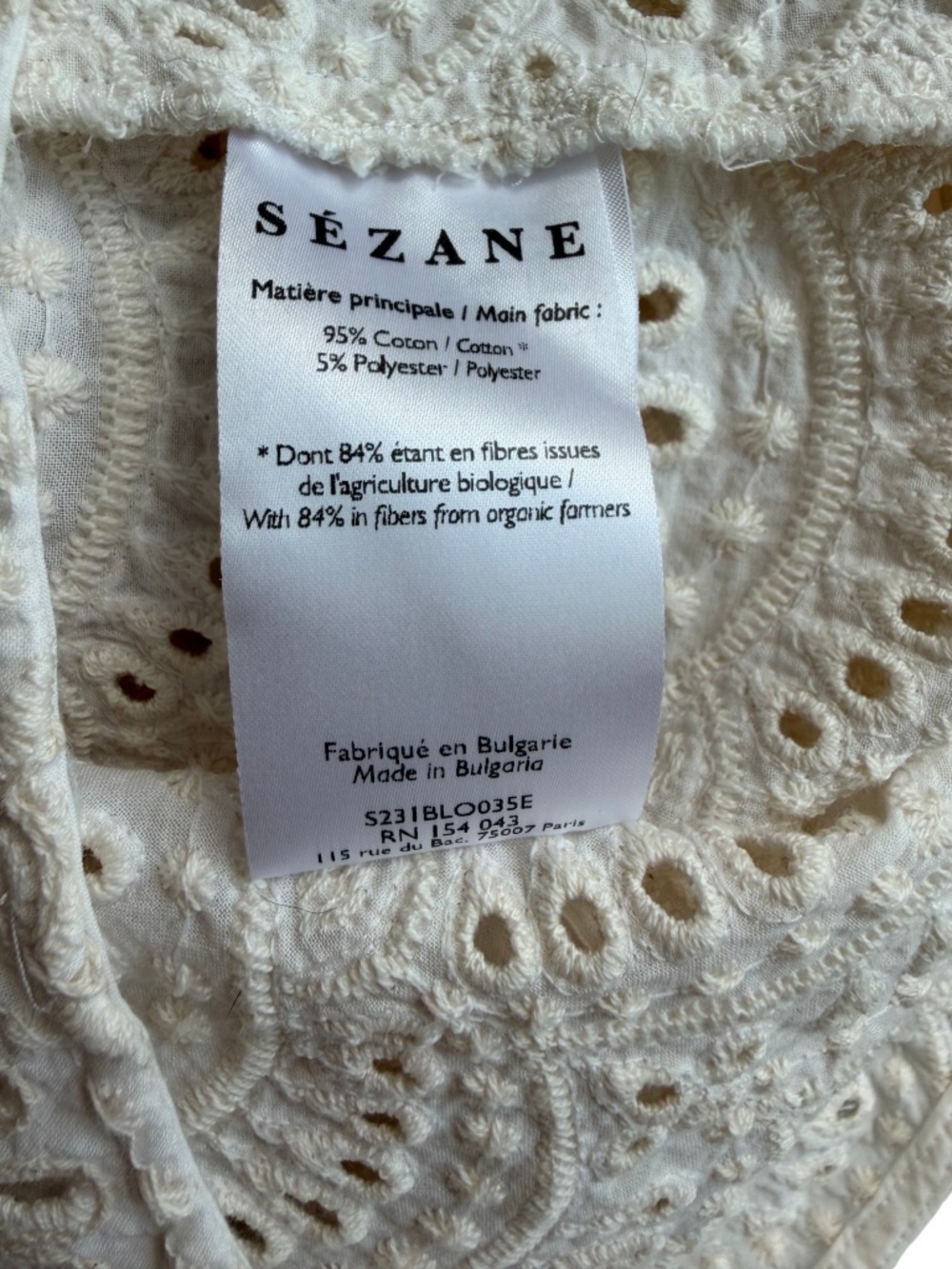 SEZANE Lisa Blouse in Ecru Size FR 36/ US 4 - Picture 8 of 8